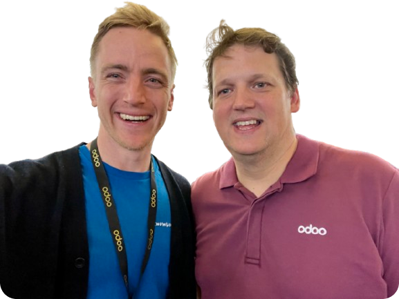 Knowlix CEO Francesco Wiedemann with Odoo CEO Fabien Pinckaers